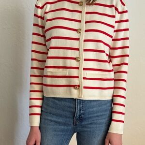 Long Sleeve Striped Sweater Button Cardigan Knitted